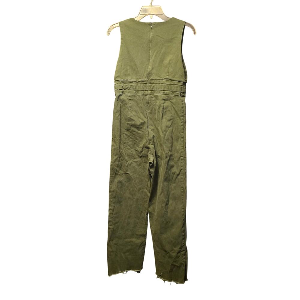 Line & Dot Bethany green denim v neck jumpsuit size small - Picture 2 of 5